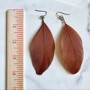 New Free People brown feather earrings